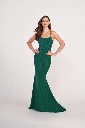 Ellie Wilde EW34025 prom dress images.  Ellie Wilde EW34025 is available in these colors: Navy Blue, Teal, Emerald, Magenta.