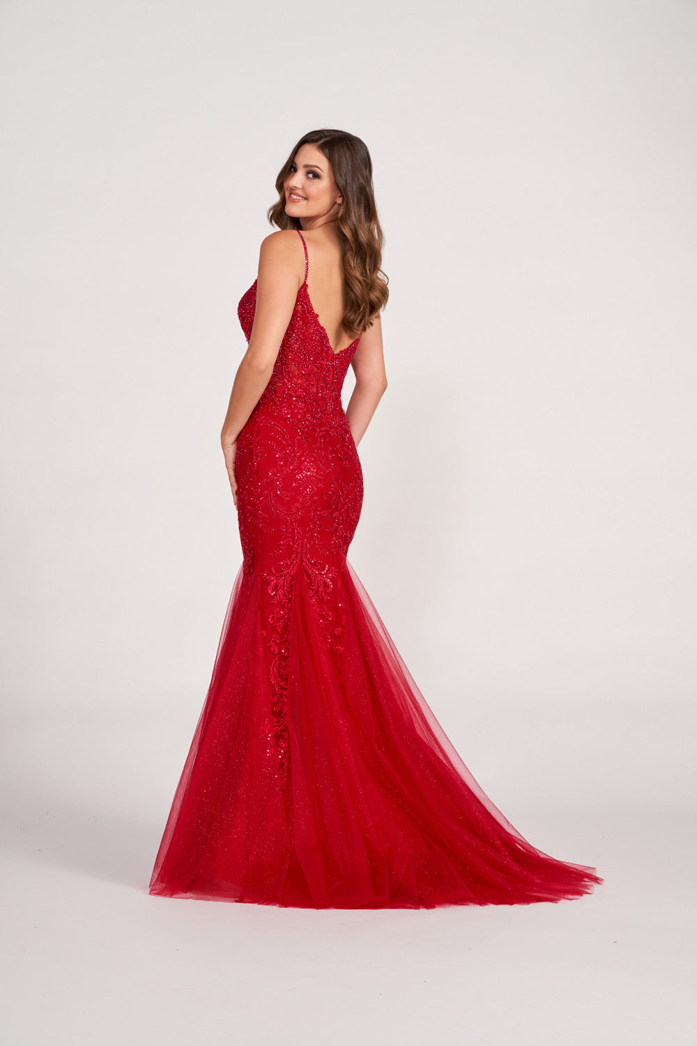 Ellie Wilde EW34033 prom dress images.  Ellie Wilde EW34033 is available in these colors: Ruby, Lavender, Light Blue, Emerald.