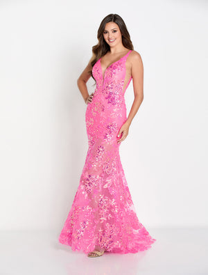Ellie Wilde EW34040 prom dress images.  Ellie Wilde EW34040 is available in these colors: Hot Pink, Orange, Lilac, Royal Blue.