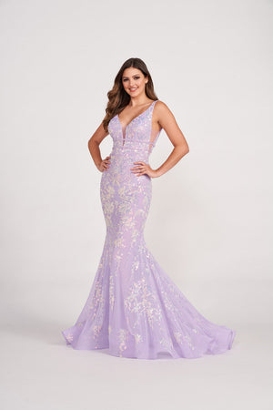 Ellie Wilde EW34041 prom dress images.  Ellie Wilde EW34041 is available in these colors: Hot Pink, Lilac, Orange,  Royal Blue, Navy Blue, Emerald, Aqua.