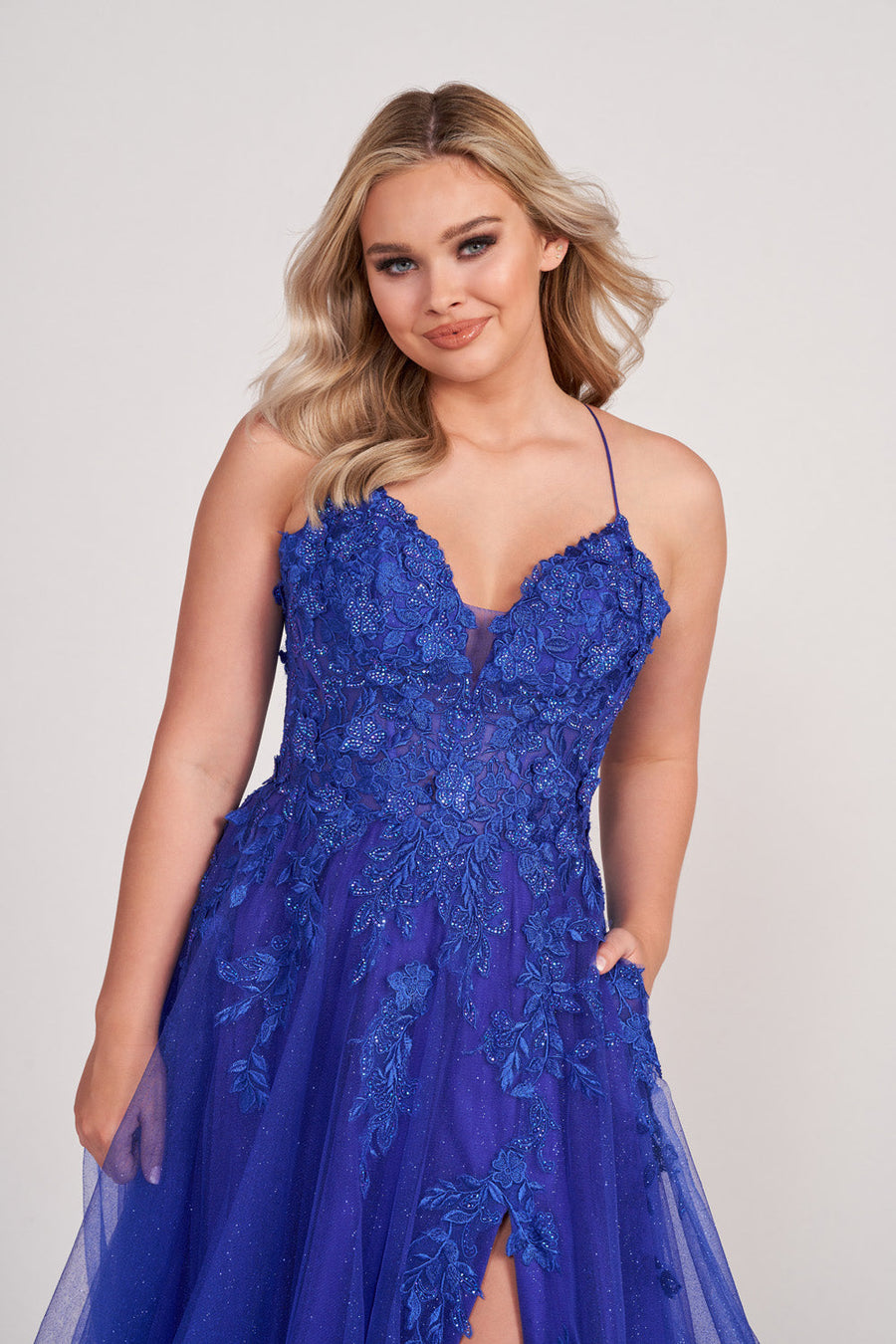 Ellie Wilde EW34042 prom dress images.  Ellie Wilde EW34042 is available in these colors: Lapis, Lilac, Black, Hot Pink.