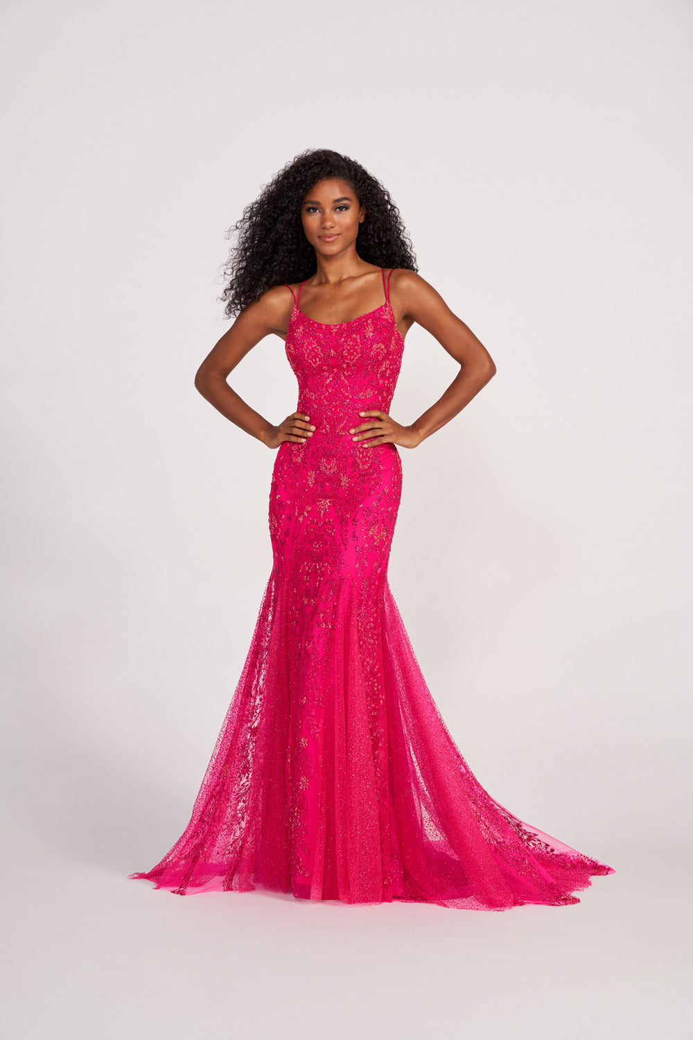 Ellie Wilde EW34045 prom dress images.  Ellie Wilde EW34045 is available in these colors: Misty Blue, Royal Blue, Emerald, Lipstick, Sage.