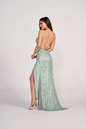 Ellie Wilde EW34046 prom dress images.  Ellie Wilde EW34046 is available in these colors: Sage, Misty Blue, Slate, Steel Blue, Lavender Frost.