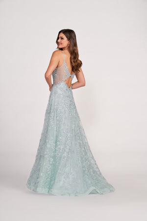 Ellie Wilde EW34048 prom dress images.  Ellie Wilde EW34048 is available in these colors: Mist, Petal, Yellow, Strawberry, Ivory Nude.