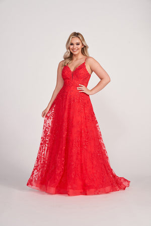 Ellie Wilde EW34048 prom dress images.  Ellie Wilde EW34048 is available in these colors: Mist, Petal, Yellow, Strawberry, Ivory Nude.