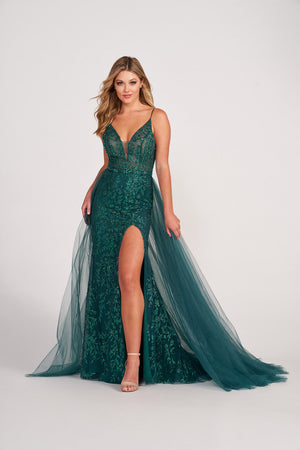 Ellie Wilde EW34058 prom dress images.  Ellie Wilde EW34058 is available in these colors: Steel Blue, Emerald, Slate, Lilac.