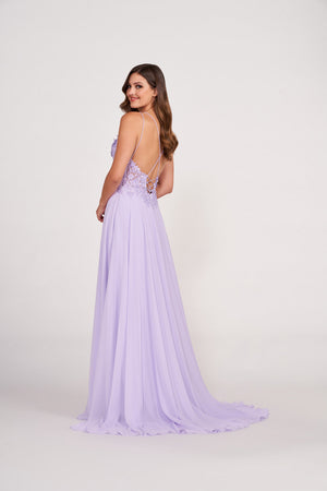 Ellie Wilde EW34078 prom dress images.  Ellie Wilde EW34078 is available in these colors: Lilac, Navy Blue, Wine.