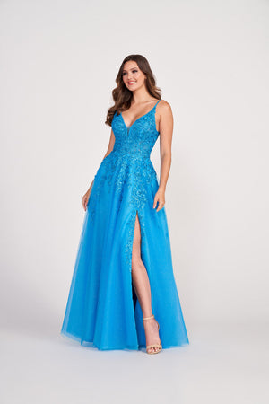 Ellie Wilde EW34089 prom dress images.  Ellie Wilde EW34089 is available in these colors: Ocean Blue, Magenta, Red, Light Blue.
