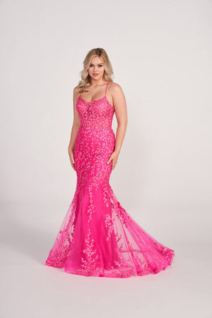 Ellie Wilde EW34090 prom dress images.  Ellie Wilde EW34090 is available in these colors: Ocean Blue, Magenta, Royal Blue, Black, Teal, Ivory Blue.