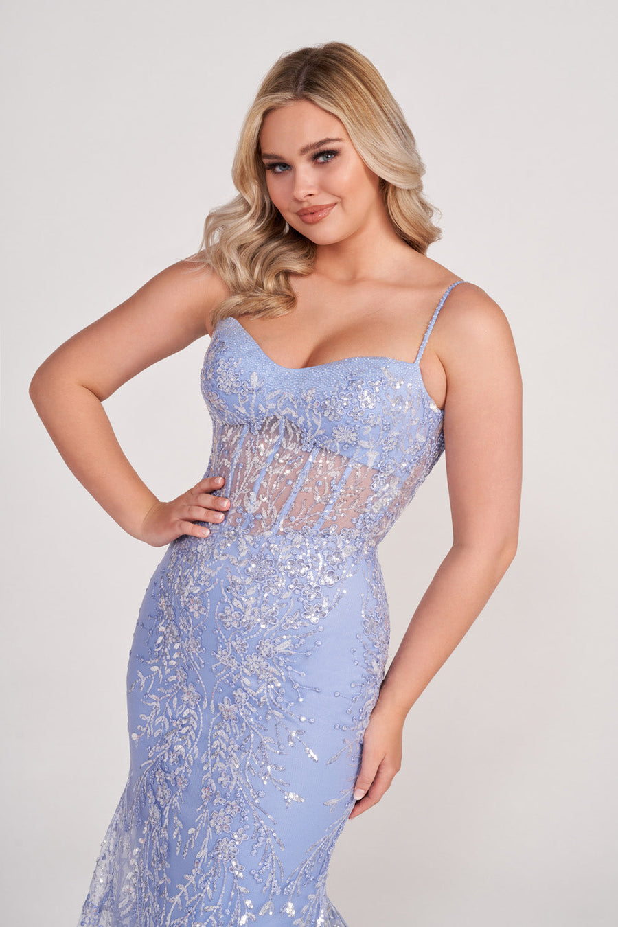 Ellie Wilde EW34101 prom dress images.  Ellie Wilde EW34101 is available in these colors: Cerise, Periwinkle, Emerald, Ruby .