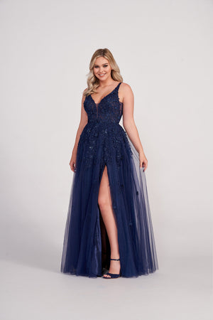 Ellie Wilde EW34103 prom dress images.  Ellie Wilde EW34103 is available in these colors: Hot Pink, Navy Blue, Rose Quartz, Emerald.