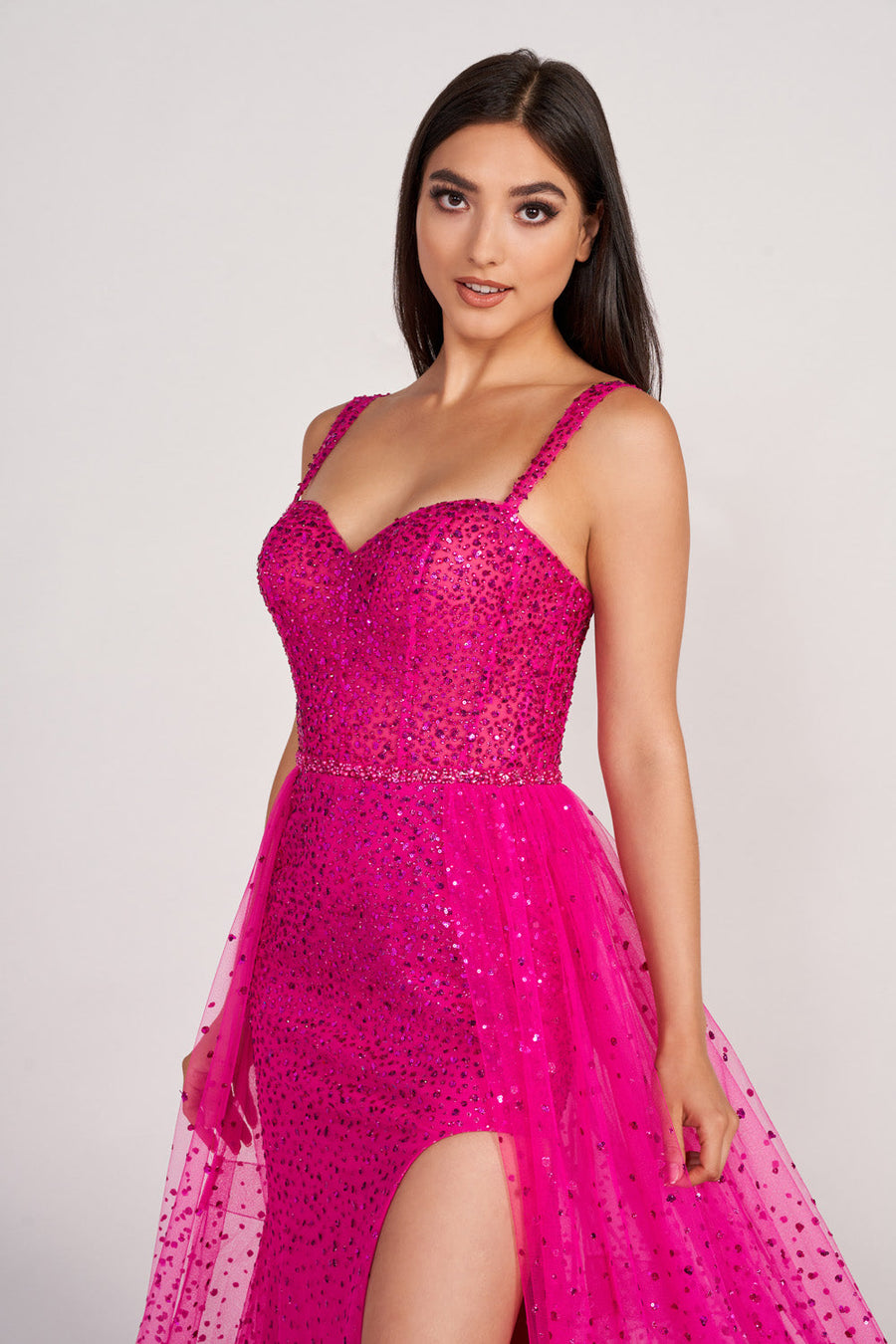 Ellie Wilde EW34104 prom dress images.  Ellie Wilde EW34104 is available in these colors: Hot Pink, Royal Blue.