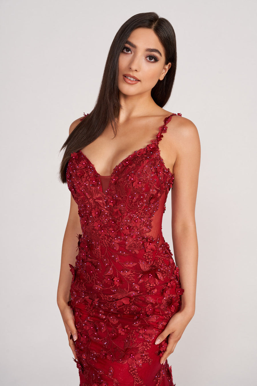 Ellie Wilde EW34114 prom dress images.  Ellie Wilde EW34114 is available in these colors: Navy Blue, Ruby, Black.