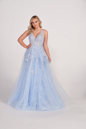 Ellie Wilde EW34123 prom dress images.  Ellie Wilde EW34123 is available in these colors: Light Blue, Red, Royal Blue.