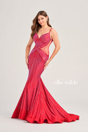 Ellie Wilde EW35001 prom dress images.  Ellie Wilde EW35001 is available in these colors: Ruby, Black, Hot Pink, Light Blue, Iris, Navy Blue, Royal Blue, Lavender Frost.