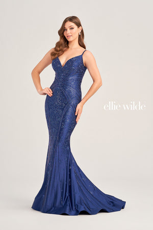 Ellie Wilde EW35002 prom dress images.  Ellie Wilde EW35002 is available in these colors: Navy Blue, Royal Blue, Ruby, Black, Teal, Hot Pink, Orchid.