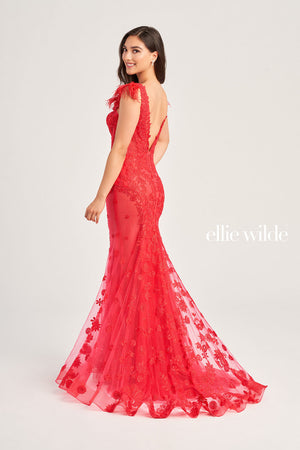 Ellie Wilde EW35009 prom dress images.  Ellie Wilde EW35009 is available in these colors: Strawberry, Bluebell, Sage, Black, Emerald.