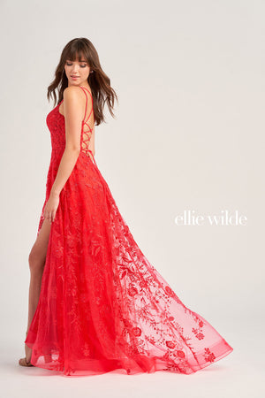 Ellie Wilde EW35012 prom dress images.  Ellie Wilde EW35012 is available in these colors: Bluebell, Strawberry, Magenta, Emerald.