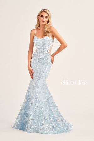 Ellie Wilde EW35015 prom dress images.  Ellie Wilde EW35015 is available in these colors: Hot Pink, Lilac, Light Blue, Midnight.