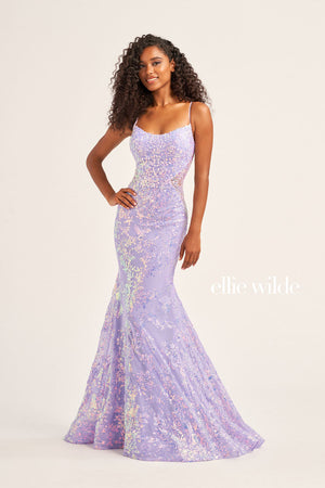 Ellie Wilde EW35015 prom dress images.  Ellie Wilde EW35015 is available in these colors: Hot Pink, Lilac, Light Blue, Midnight.