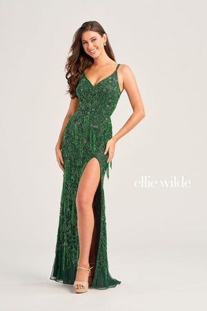 Ellie Wilde EW35019 prom dress images.  Ellie Wilde EW35019 is available in these colors: Emerald, Midnight, Gold.