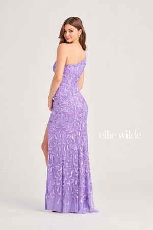 Ellie Wilde EW35021 prom dress images.  Ellie Wilde EW35021 is available in these colors: Lavender, Royal Blue, Red.