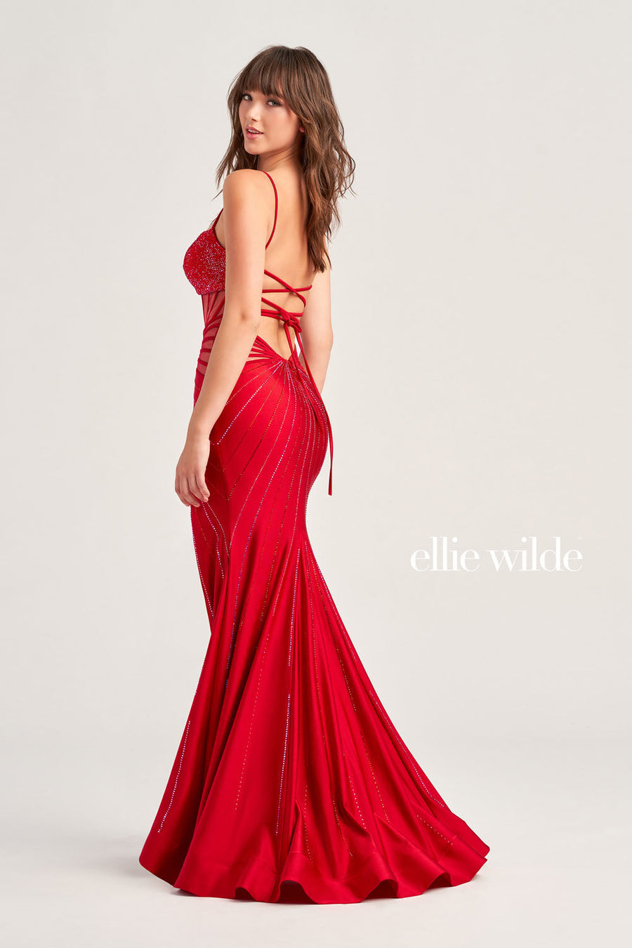 Ellie Wilde EW35026 prom dress images.  Ellie Wilde EW35026 is available in these colors: Ruby, Black, Hot Pink, Royal Blue.