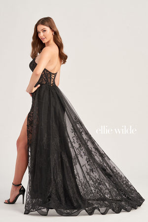 Ellie Wilde EW35032 prom dress images.  Ellie Wilde EW35032 is available in these colors: Black,	Ruby, Iris, Royal Blue, Emerald, White.