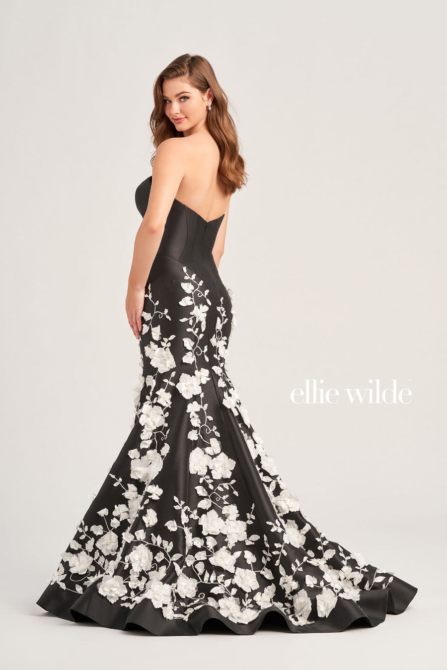 Ellie Wilde EW35036 prom dress images.  Ellie Wilde EW35036 is available in these colors: Black White, White Hot Pink.