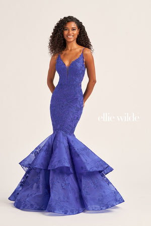 Ellie Wilde EW35038 prom dress images.  Ellie Wilde EW35038 is available in these colors: Strawberry Champagne, Pink, Royal Blue, Light Blue.