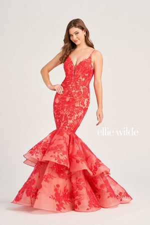 Ellie Wilde EW35038 prom dress images.  Ellie Wilde EW35038 is available in these colors: Strawberry Champagne, Pink, Royal Blue, Light Blue.