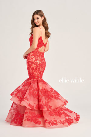 Ellie Wilde EW35038 prom dress images.  Ellie Wilde EW35038 is available in these colors: Strawberry Champagne, Pink, Royal Blue, Light Blue.