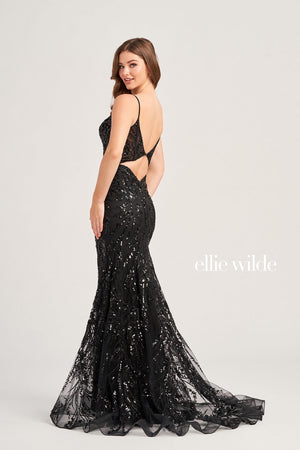Ellie Wilde EW35039 prom dress images.  Ellie Wilde EW35039 is available in these colors: Black, Ruby, Lilac, Steel Blue.