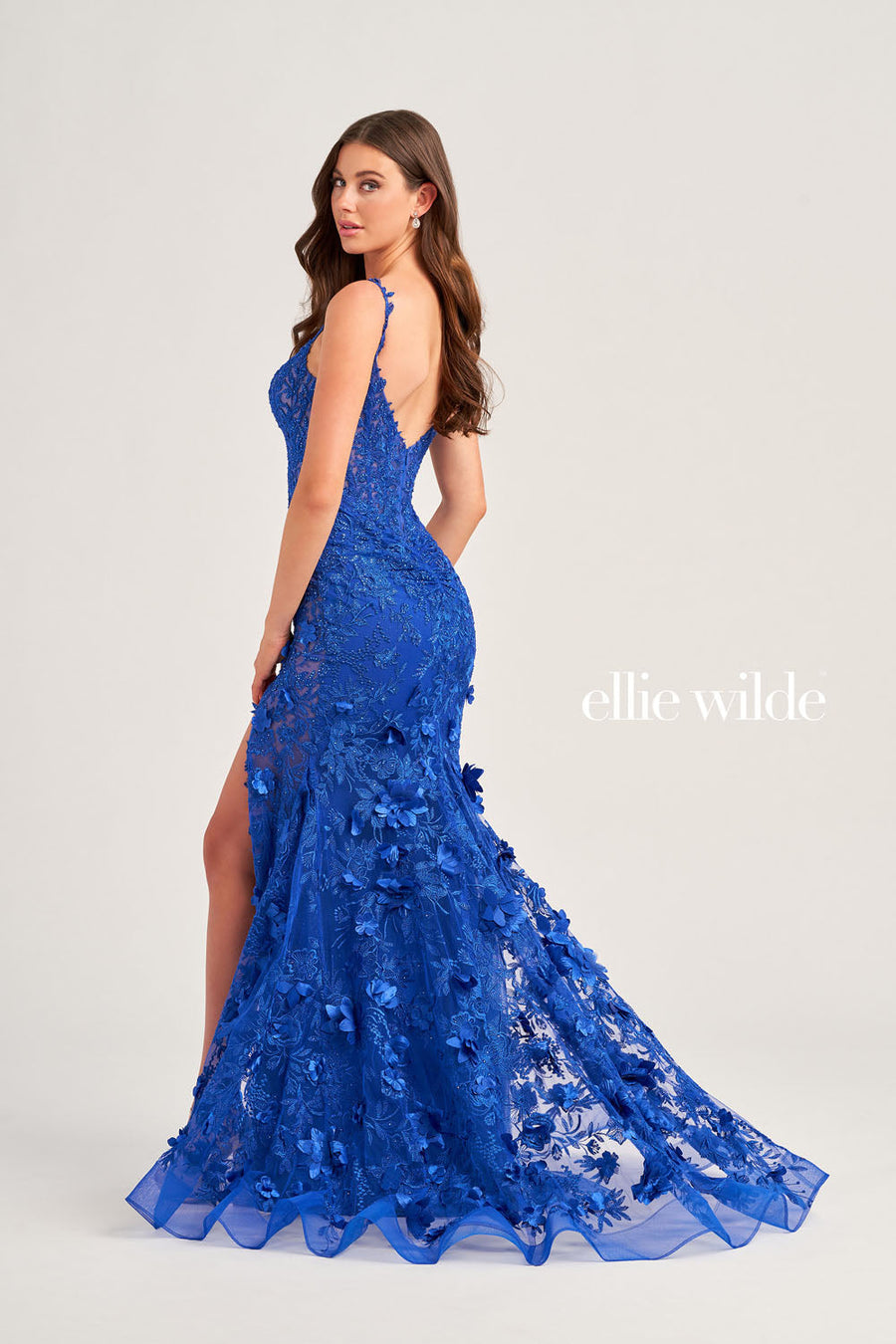 Ellie Wilde EW35053 prom dress images.  Ellie Wilde EW35053 is available in these colors: Royal Blue, Black, Red.