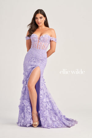Ellie Wilde EW35054 prom dress images.  Ellie Wilde EW35054 is available in these colors: Lilac, Light Blue, Blush.