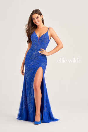 Ellie Wilde EW35062 prom dress images.  Ellie Wilde EW35062 is available in these colors: Emerald, Royal Blue, Lilac.
