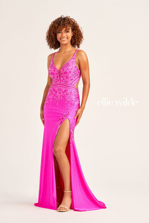 Ellie Wilde EW35063 prom dress images.  Ellie Wilde EW35063 is available in these colors: Royal Blue, Cerulean Blue, Hot Pink.