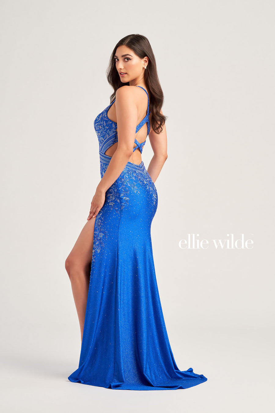 Ellie Wilde EW35063 prom dress images.  Ellie Wilde EW35063 is available in these colors: Royal Blue, Cerulean Blue, Hot Pink.