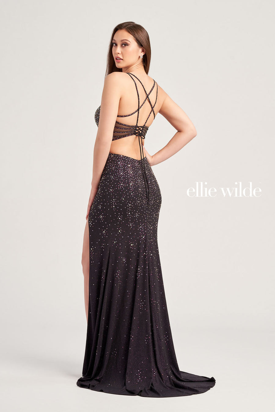 Ellie Wilde EW35064 prom dress images.  Ellie Wilde EW35064 is available in these colors: Blackberry, Royal Blue.