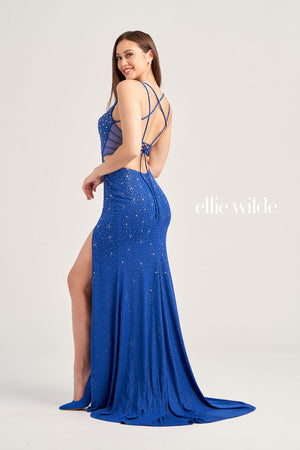 Ellie Wilde EW35064 prom dress images.  Ellie Wilde EW35064 is available in these colors: Blackberry, Royal Blue.