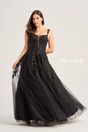 Ellie Wilde EW35068 prom dress images.  Ellie Wilde EW35068 is available in these colors: Wine, Black.