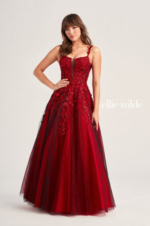 Ellie Wilde EW35068 prom dress images.  Ellie Wilde EW35068 is available in these colors: Wine, Black.