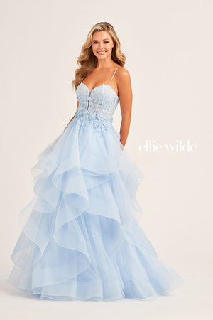 Ellie Wilde EW35070 prom dress images.  Ellie Wilde EW35070 is available in these colors: Black Red, Light Blue.