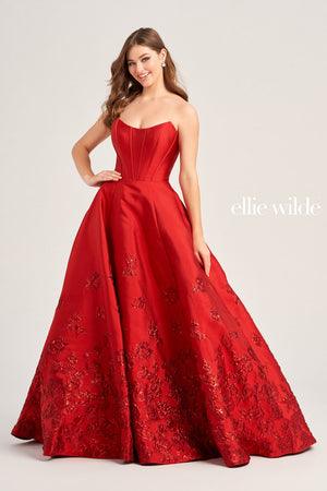 Ellie Wilde EW35073 prom dress images.  Ellie Wilde EW35073 is available in these colors: Dark Red, Black.