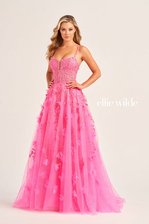 Ellie Wilde EW35081 prom dress images.  Ellie Wilde EW35081 is available in these colors: Cerulean Blue, Hot Pink, Lilac.