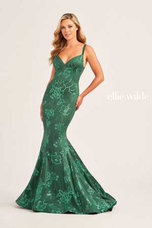 Ellie Wilde EW35083 prom dress images.  Ellie Wilde EW35083 is available in these colors: Mauve Gold, Petal, Emerald, Lavender Frost.