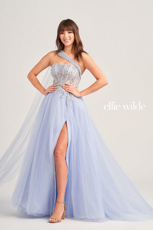 Ellie Wilde EW35090 prom dress images.  Ellie Wilde EW35090 is available in these colors: Periwinkle, Dusty Rose.