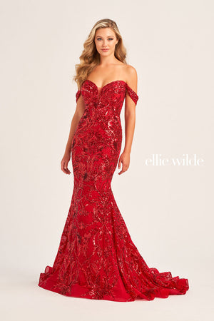 Ellie Wilde EW35094 prom dress images.  Ellie Wilde EW35094 is available in these colors: Dusk, Black, Ruby.