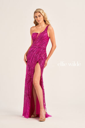 Ellie Wilde EW35096 prom dress images.  Ellie Wilde EW35096 is available in these colors: Mint, Magenta, Champagne, Silver.