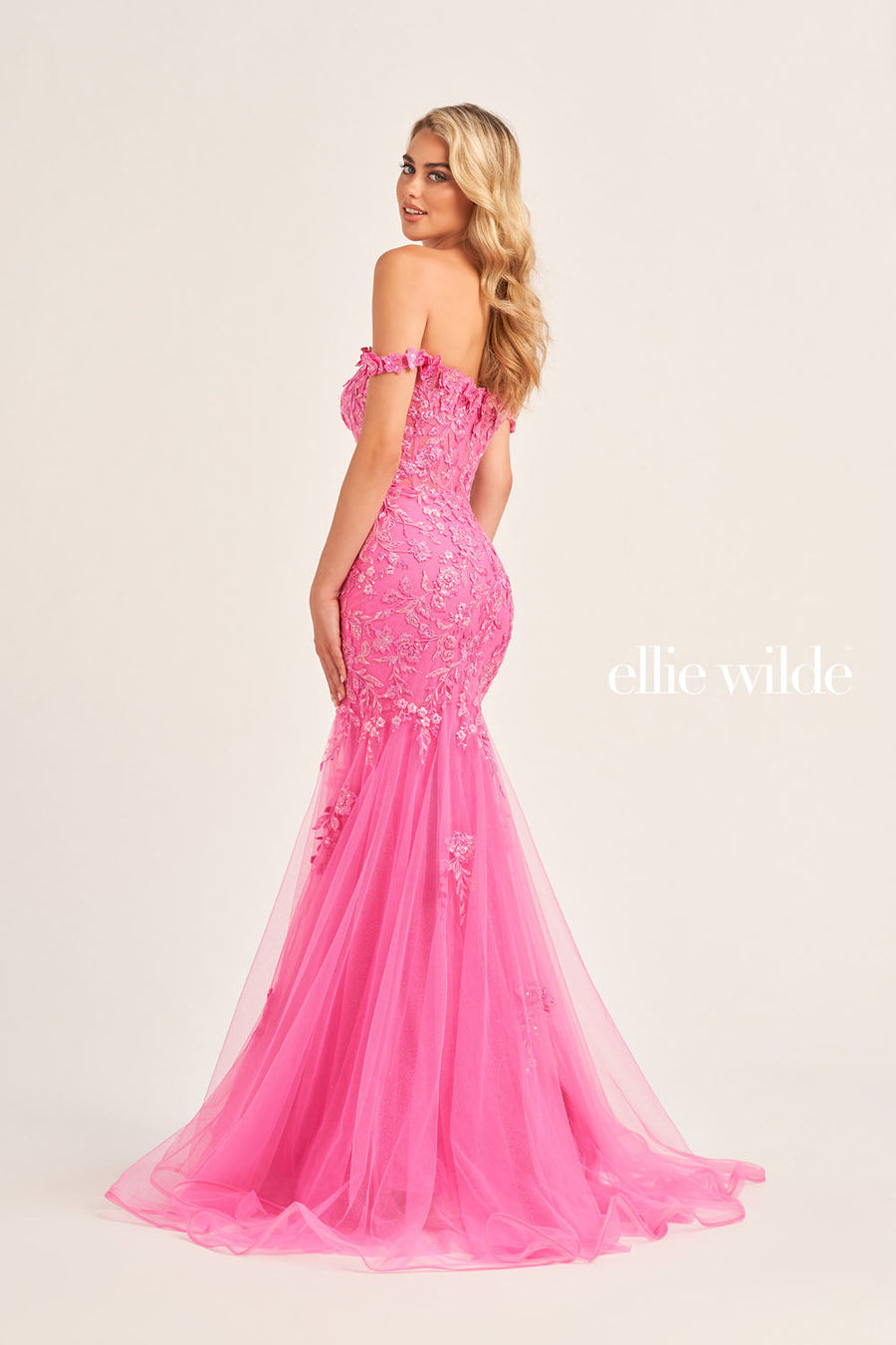 Ellie Wilde EW35102 prom dress images.  Ellie Wilde EW35102 is available in these colors: Bluebell, Hot Pink.